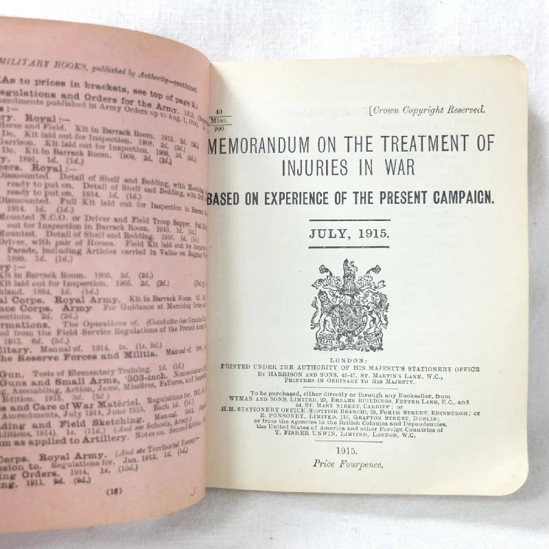 Memorandum on the Treatment of Injuries in War (1915)